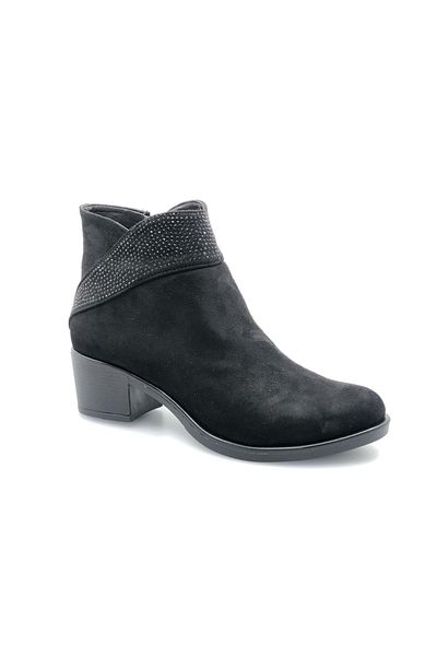 KCMN Καλύτερες γυναικείες μπότες με τακούνι Ankle Stone Μαύρο