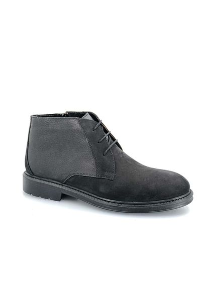 KOCAMANLAR Boots 605 100% Genuine Leather Men's Lace-up Chelsea Boots Black-nubuck