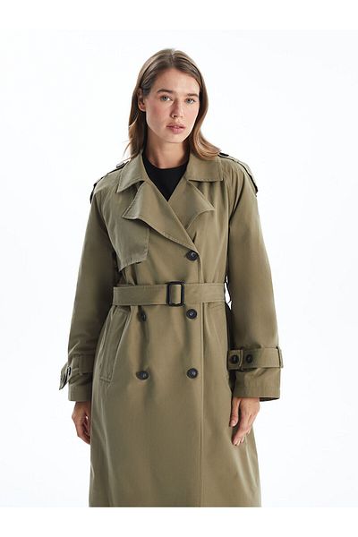 LC Waikiki Rovný oversize dámský trenčkot s dvojitým límcem