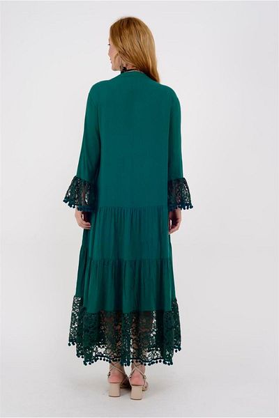 Bohem Stil Rochie lungă cu dantelă cu pompon