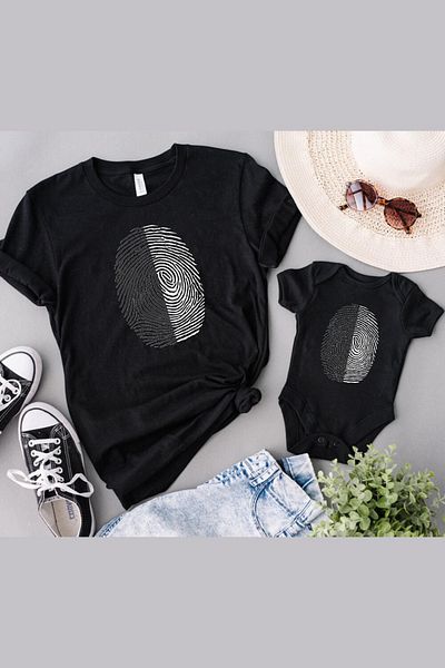 Tshirthane Produs unic cu amprentă alb-negru pentru fiică și tată - Adăugați din 2 bucăți