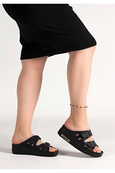 KCMN Aryan 07-043 D.r شبشب نسائي لتقويم العظام موصى به باللون الأسود