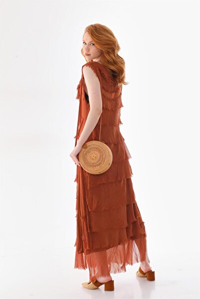 Bohem Stil Αμάνικο μεταξωτό φόρεμα ιταλικού μεγέθους 2 που δείχνει λεπτό