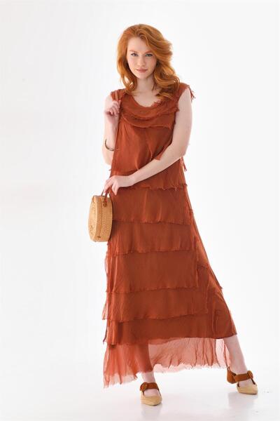 Bohem Stil Αμάνικο μεταξωτό φόρεμα ιταλικού μεγέθους 2 που δείχνει λεπτό