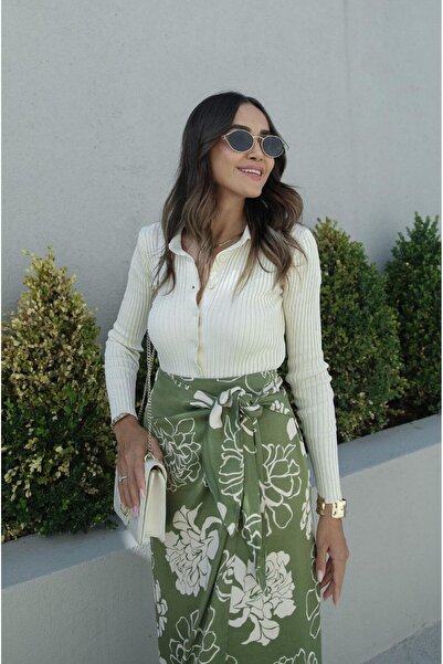 Havoş Krémový kardigan Polo límec