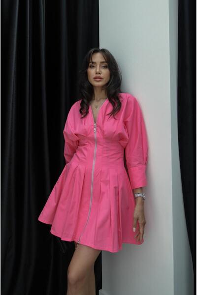 Havoş Fuchsiové šaty s límečkem na zip