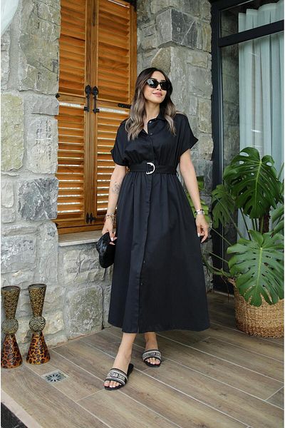 Havoş فستان سولارو أسود بحزام