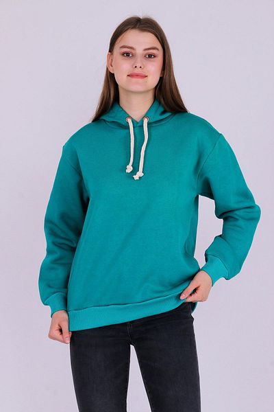 Tshirthane Πράσινο Basic Oversize Γυναικείο φούτερ με κουκούλα με κουκούλα 3 κλωστών
