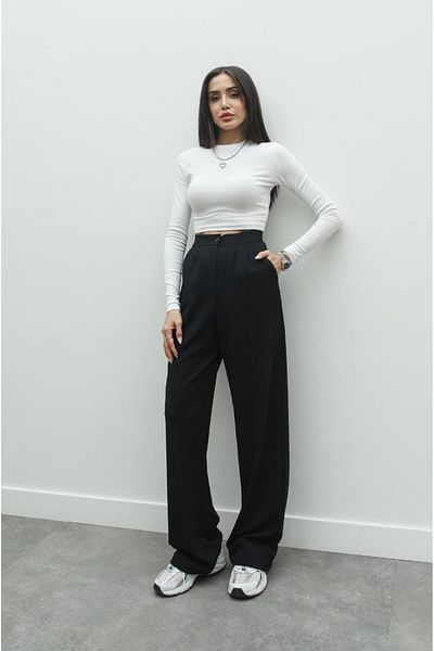 Havoş Black Double Pleated Palazzo Trousers