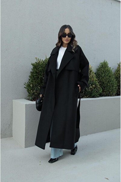 Havoş Μαύρο παλτό Vorkuta με ζώνη