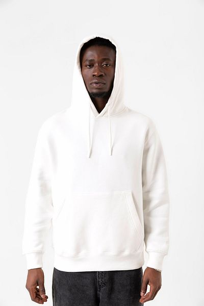 Tshirthane Λευκό Basic Oversize Ανδρικό φούτερ με κουκούλα 3 νημάτων