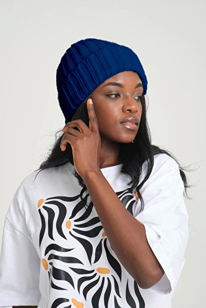 robanu Indigo Selanik Örme Bere | Kadın Selanik Bere