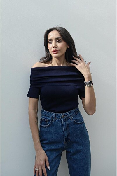 Havoş Navy Blue Marie Short Sleeve Blouse