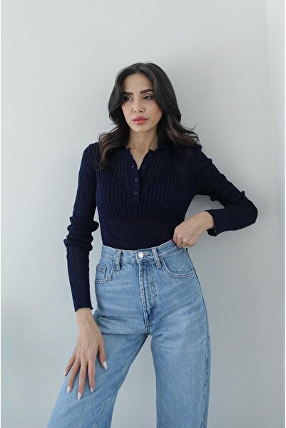 Havoş Námořnická modrá poloprůhledná halenka