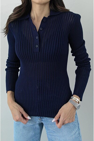 Havoş Sötétkék póló átlátszó blúz