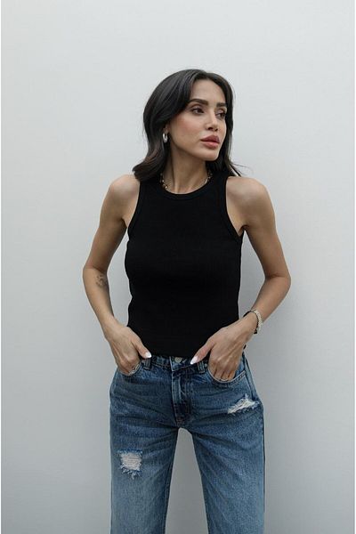 Havoş Black Versay Corded Tank Top