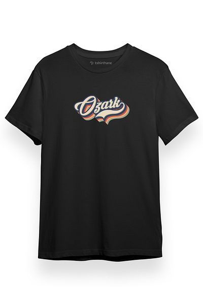 Tshirthane Ανδρικό μπλουζάκι Ozark Rainbow Letter Μαύρο κοντομάνικο
