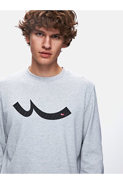 Ltb Світло-сіра футболка з довгими рукавами та круглим вирізом