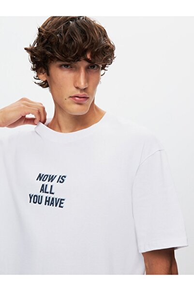 Ltb Λευκό μπλουζάκι με κουτί - σύνθημα, λαιμόκοψη, κοντό μανίκι