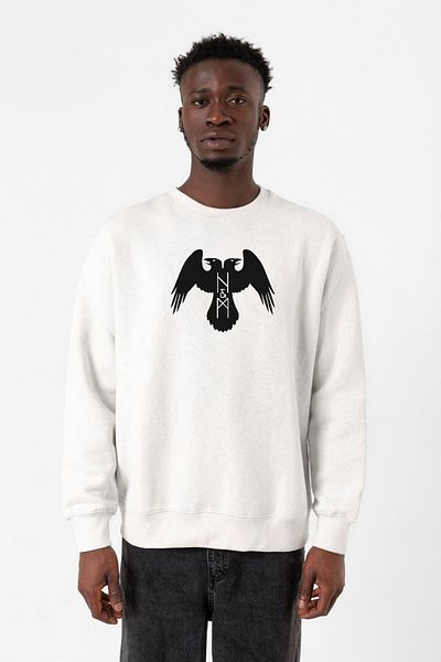 Tshirthane Ανδρικό φούτερ Thor's Ravens Huginn και Muninn White 2ip