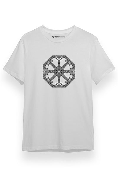 Tshirthane Old Motifs Octagon Λευκό κοντομάνικο ανδρικό μπλουζάκι