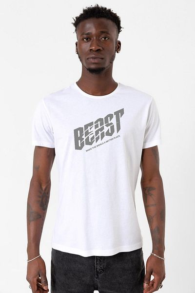 Tshirthane Mr Beast Make The World White Ανδρικό μπλουζάκι Cyclingwear
