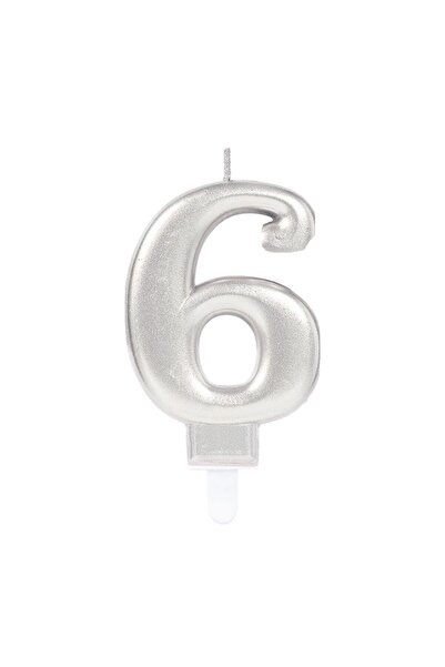 Mustran 6 Number Candle Silver Color