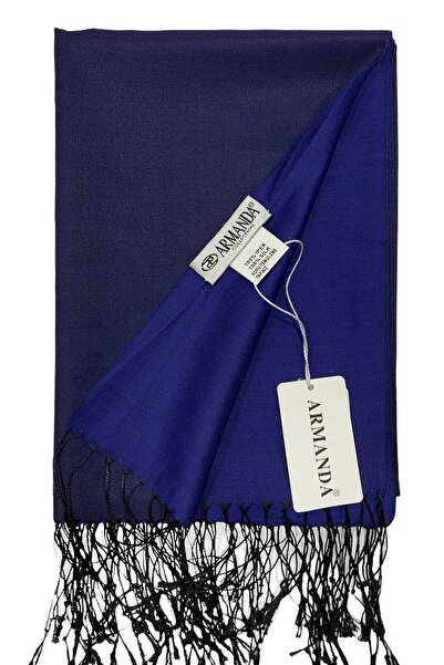 ARMANDA Navy Blue Black Silk Shawl