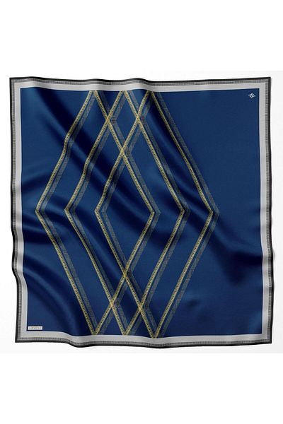 Armine Navy Blue Sura - 8833-54 Μεταξωτό Φουλάρι Νοσταλγία