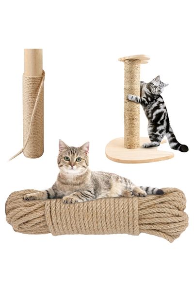 JUTBURADA 6 mm Jute Rope - Jute Cat Scratching Rope, 10 Meters