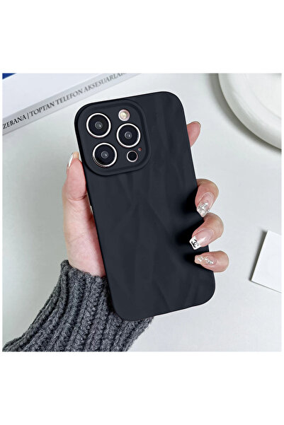 Zebana Apple iPhone 15 Pro Max Uyumlu Kılıf Zebana Soft Wrink Silikon Kılıf S...