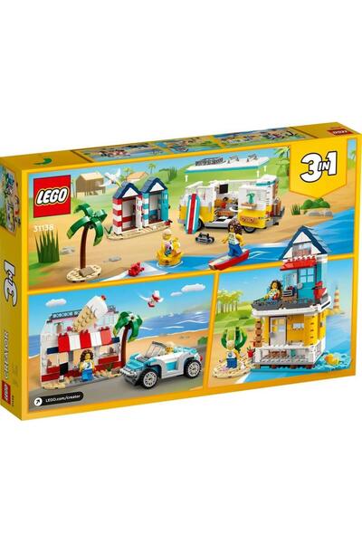 LEGO Creator Plaj Karavanı 31138 - 8 Yaş ve Üzeri Çocuklar için Plaj Kulübeleri, Yazlık ve Do