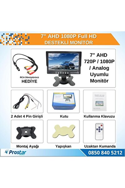 Navistar 7" AHD 1080P Full HD iki kamera girişli Monitör