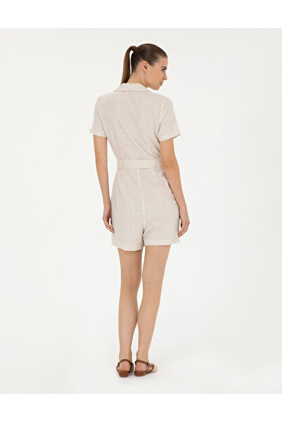 Pierre Cardin Linen Blended Sand Woven Jumpsuit 50284673 -Vr085