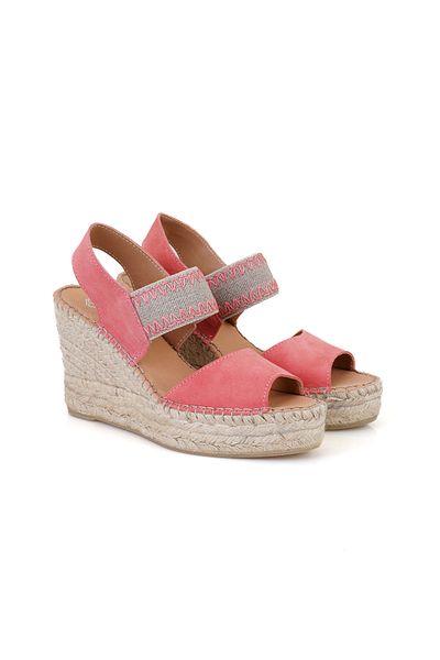 Desa Sandale espadrille roz pentru femei cu toc cu pană