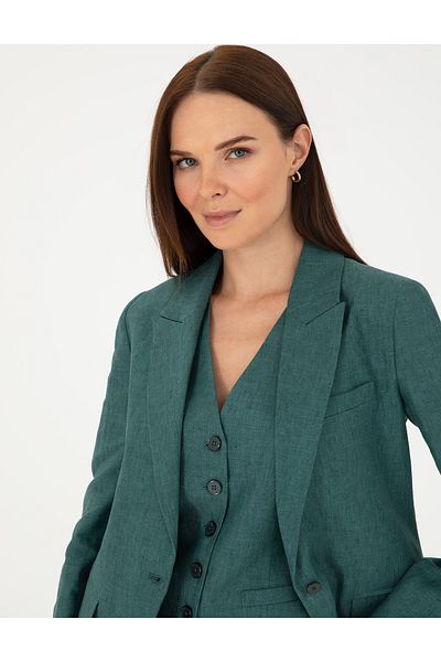 Pierre Cardin سترة كتان خضراء عادية مقاس 50282094-VR054