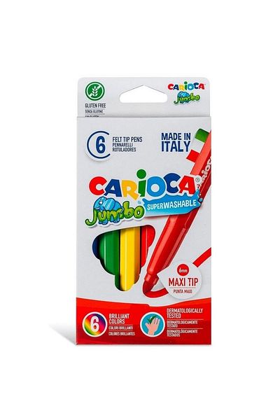 CARIOCA 6 Colors Jumbo Super Washable Felt Tip Pen 40568