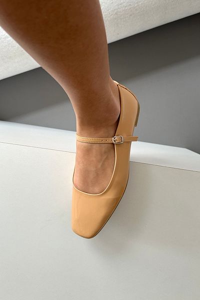 Mupa Shoes Women's Flats NUDE Patent Leather