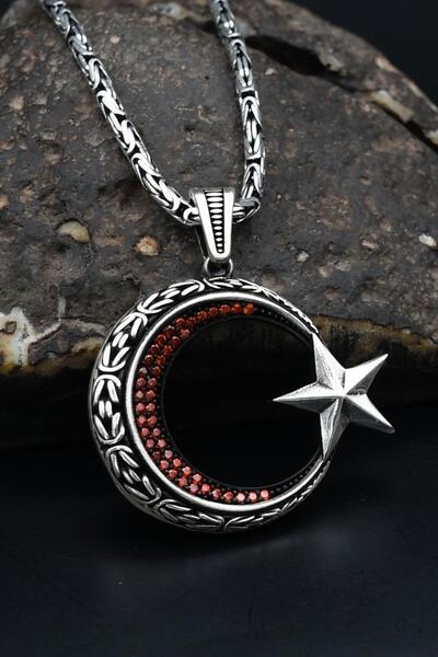 Prestige Ay Yıldızlı (AYYILDIZLI) Zirkon Taş Süslemeli Kral Zincirli 925 Ayar...