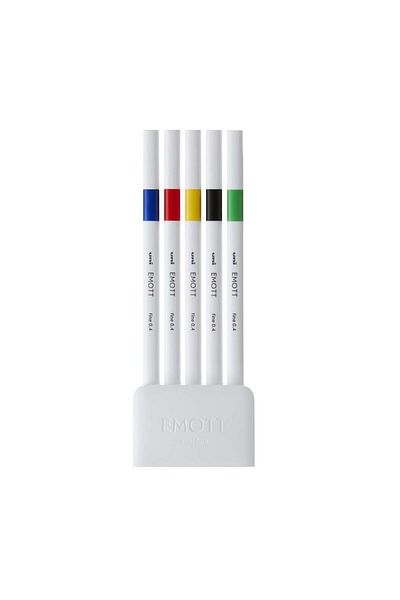 Uni Posca Uniball Emott 5-Piece Acrylic Tip Drawing Pen Set - 0.4mm, Warm Colors / Pem-sy-5c-no:2