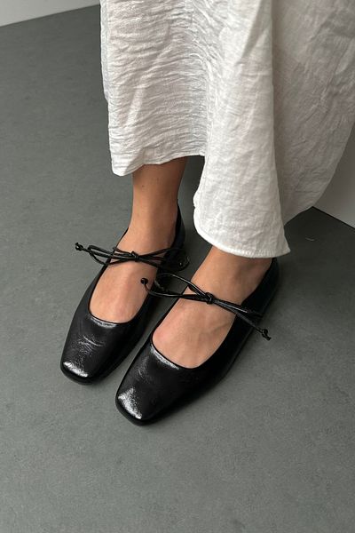 Mupa Shoes Balerini de dama din piele lacuita neagra