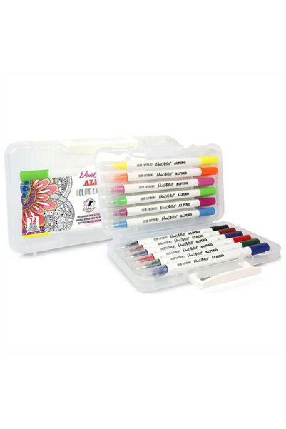 Dolphin Alpıno Ar-000186 12 Color Felt Tip Pen with Double Ended Brush Tip