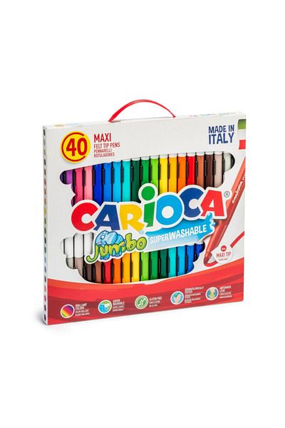 CARIOCA 40 Pack Washable Felt Jumbo Pens - 41257