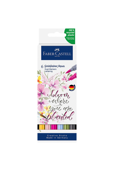 Faber Castell Комплект разтворими маркери с два върха, 6 броя, за надписи, Go...