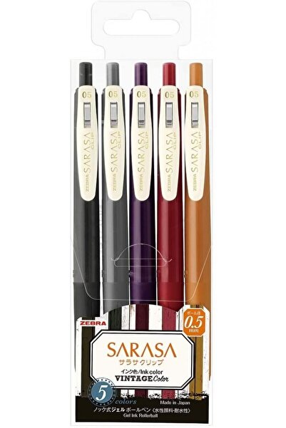 Zebra Sarasa 0.5mm Vintage Colors 5'li Kalem Seti - Set 2