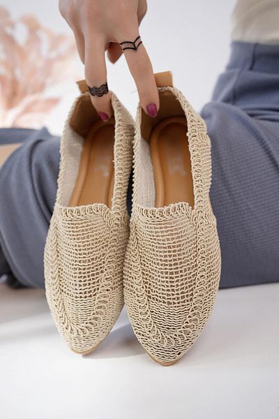 Moda Frato Modafrato Pwr-700 Balerina din răchită Pantofi de zi cu zi pentru femei Pantofi de acasă pentru balerină
