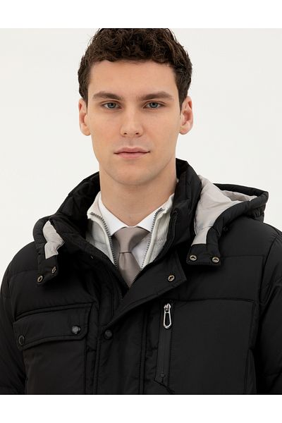 Pierre Cardin Black Hooded down Jacket 50284704-Vr046