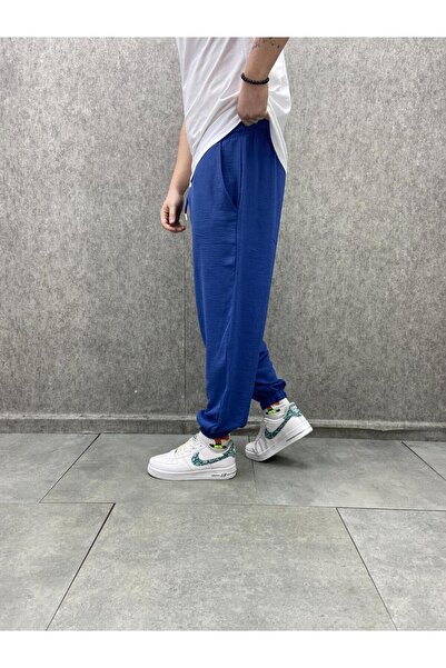 FıttingRoom Elastic Waist Viscose Linen Fabric Indigo Half Shalwar