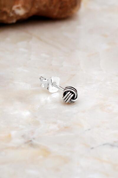 Sümer Telkari 4 Mm Küçük Boy Sarma Elişi Oksitli Gümüş Küpe 7068