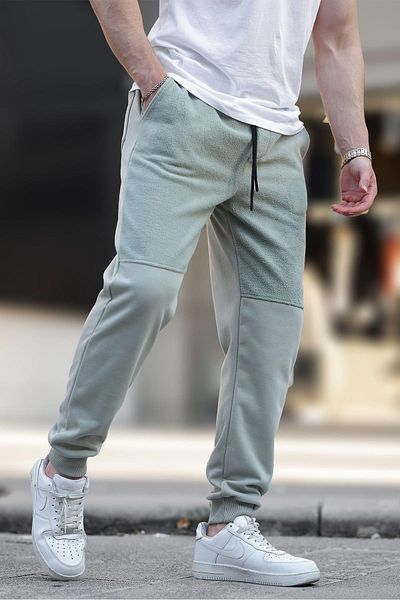 Madmext Grüne Fleece-Jogginghose für Herren – elastisches Bein 6555